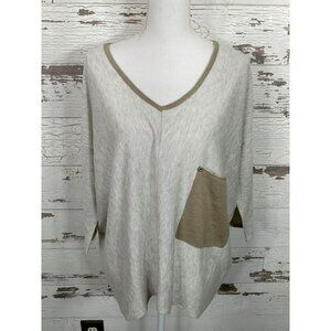 KERISMA Raven V Neck Sweater 3/4 Sleeves Gray Sz Small EUC